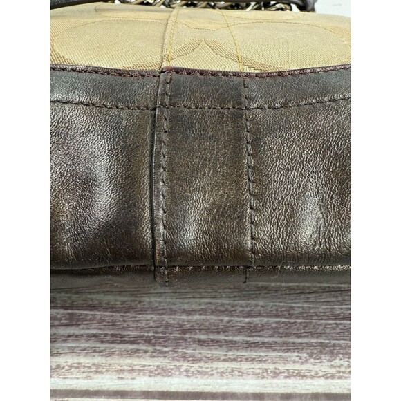 COACH F19730 Signature Chain Brown Beige Convertible Crossbody Shoulder bag - Picture 13 of 16